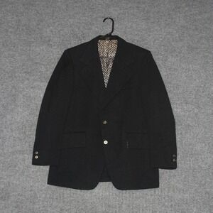 Vintage Petrocelli Blazer Mens 40 Black Wool Blend Lined Business Union Made Tag